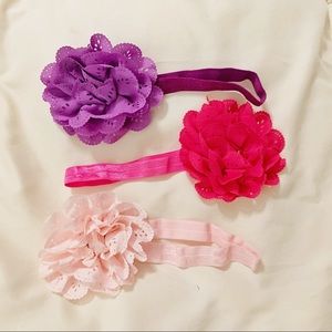 Bundle: Purple, Pink, Light pink flower headbands